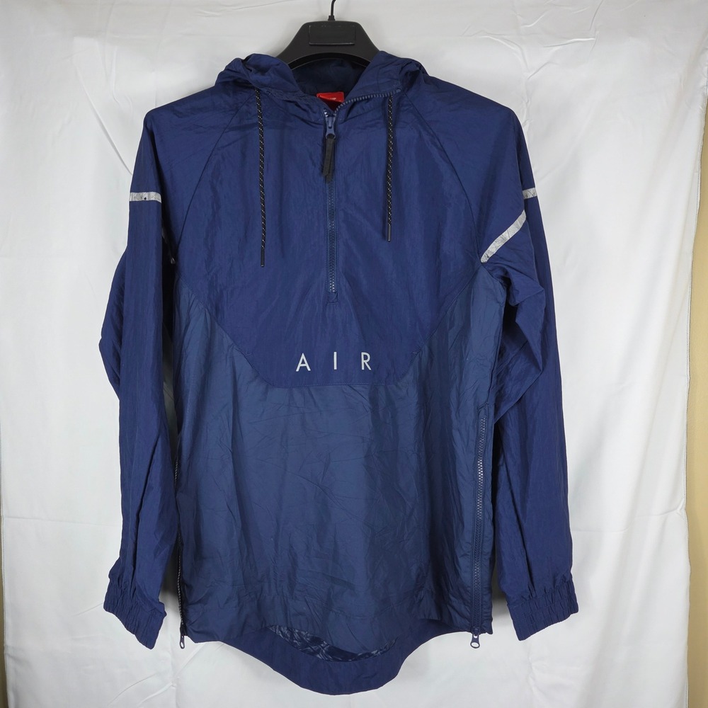 VTG Nike Air Max 97 Windbreaker Mens Small Navy Blue Half Zip Hood Jacket